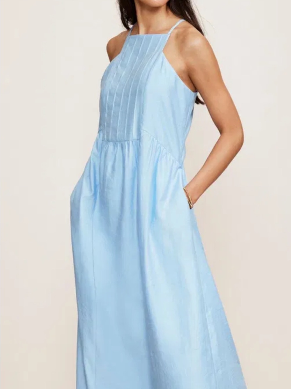 Navy Blue Mint Velvet Halter Maxi Dress - Women Med.